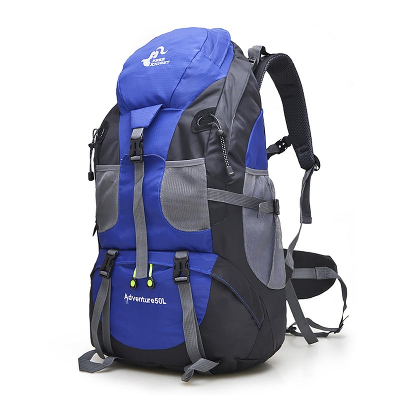 Bseash 50L Hiking Backpack, Water Resistant Lightweight Outdoor Sport Daypack Travel Bag for Camping Climbing Skiing Cycling (Blue - No Shoe Compartment) - Image 1